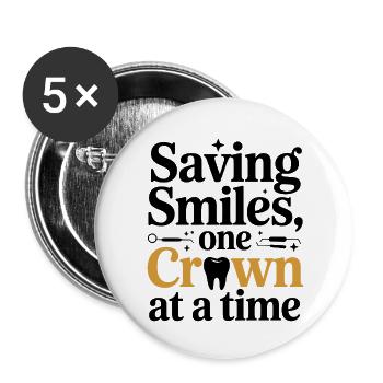 Technicien de laboratoire dentaire Crown Maker Design - Lot de 5 petits badges (25 mm) - blanc - Devant