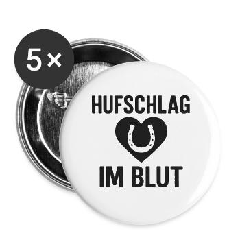 Sabot dans le sang, Cheval, Sport équestre - Lot de 5 petits badges (25 mm) - blanc - Devant