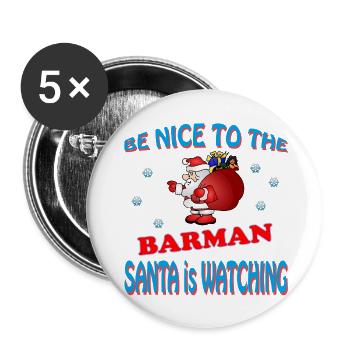 SANTA BARMAN - Buttons klein 25 mm (5er Pack) - Weiß - Vorne