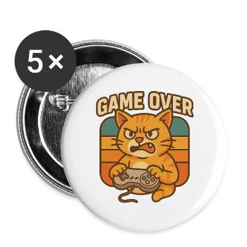 GAME OVER - Buttons klein 25 mm (5er Pack) - Weiß - Vorne