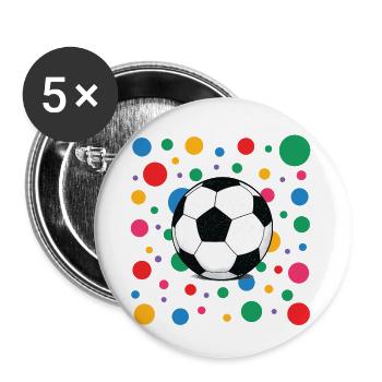 Fleckiges Shirt Fußball mit buntem Konfetti - Buttons klein 25 mm (5er Pack) - Weiß - Vorne