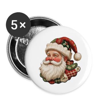 Patchwork-Santa Vintage Flair - Buttons klein 25 mm (5er Pack) - Weiß - Vorne