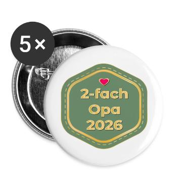 Double Grandpa 2026 - Announce Baby - Buttons small 1''/25 mm (5-pack) - white - Front