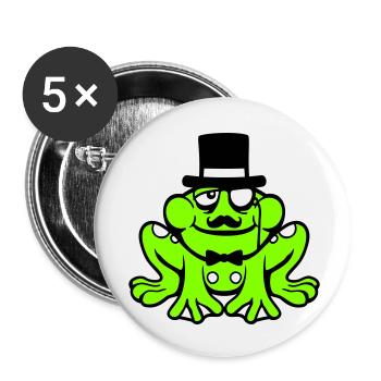 Mr Frosch Sir Herr reich Monokel Brille Zylinder - Buttons klein 25 mm (5er Pack) - Weiß - Vorne