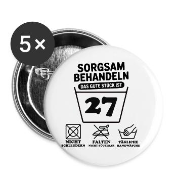 27 Geburtstag – Sorgsam Behandeln Lustiges  - Buttons klein 25 mm (5er Pack) - Weiß - Vorne