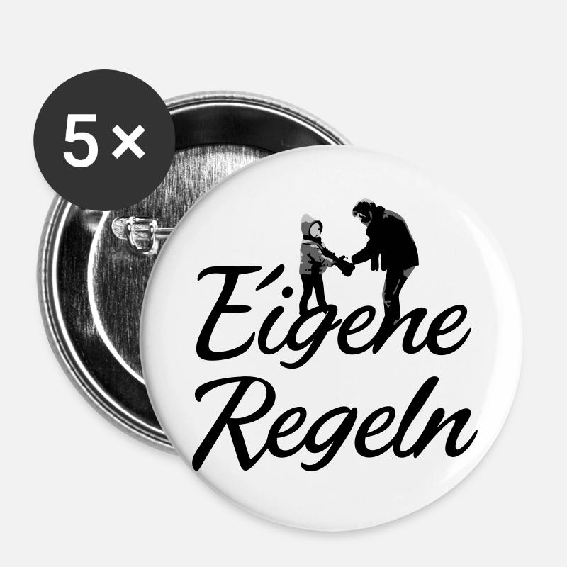 Vater und Kind Silhouette - Buttons klein 25 mm (5er Pack) - Weiß