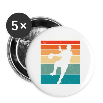 Retro Handball Handball Player - Buttons small 1''/25 mm (5-pack) - white - Front