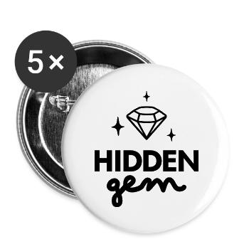 Verstecktes Edelstein-Diamant-Logo - Buttons klein 25 mm (5er Pack) - Weiß - Vorne