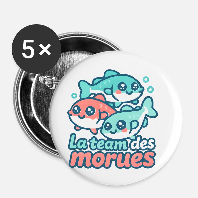 The kawaii cod team - Buttons small 1''/25 mm (5-pack) - white