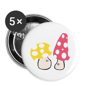 Herbstliche Pilze - Buttons klein 25 mm (5er Pack) - Weiß - Vorne