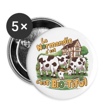 La Normandie C’est Bio-tiful Cadeau Humoristique - Lot de 5 petits badges (25 mm) - blanc - Devant