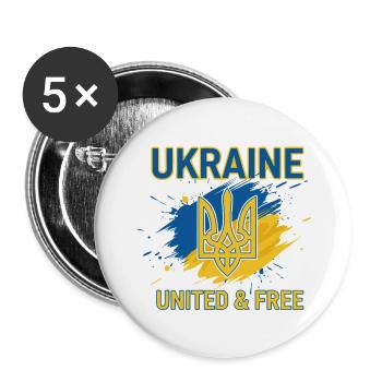 Ukraine Einheit und Freiheit - Buttons klein 25 mm (5er Pack) - Weiß - Vorne