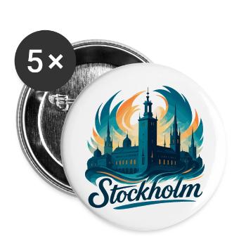 Stockholm la plus belle capitale Suède Cadeau - Lot de 5 petits badges (25 mm) - blanc - Devant