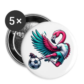 Flamingo Fußballer 11 Akrobatik Kick - Buttons klein 25 mm (5er Pack) - Weiß - Vorne