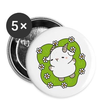Kawaii Lamb Daisies - Buttons small 1''/25 mm (5-pack) - white - Front