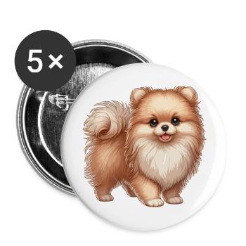 Pomeranian puppy - Buttons small 1''/25 mm (5-pack) - white - Front