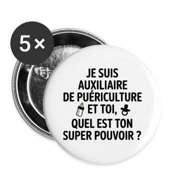 Super power childcare - Buttons small 1''/25 mm (5-pack) - white - Front
