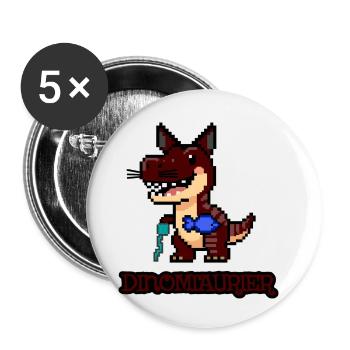DinoMIAUrier - Pixel Art Dinosaurier als Katze! 🐈 - Buttons klein 25 mm (5er Pack) - Weiß - Vorne