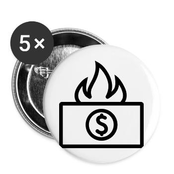 Burning Money - Buttons small 1''/25 mm (5-pack) - white - Front