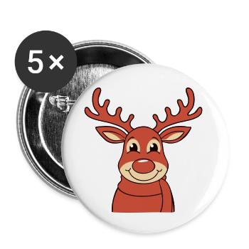 Renne - Lot de 5 petits badges (25 mm) - blanc - Devant