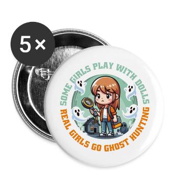 Escouade de chasseurs de fantômes pour filles - Lot de 5 petits badges (25 mm) - blanc - Devant