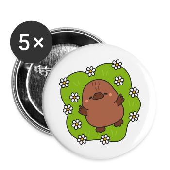Kawaii chick on flowers background - Buttons small 1''/25 mm (5-pack) - white - Front
