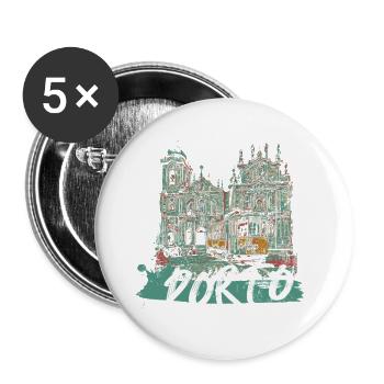 Porto historic center tram illustration - Buttons small 1''/25 mm (5-pack) - white - Front