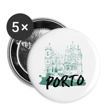 Porto historic center tram illustration - Buttons small 1''/25 mm (5-pack) - white - Front