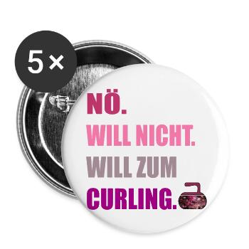 WINTERSPORT CURLING Eisstockschießen - Buttons klein 25 mm (5er Pack) - Weiß - Vorne