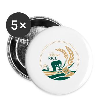 Thai Jasmine Rice Logo Organic - Buttons small 1''/25 mm (5-pack) - white - Front