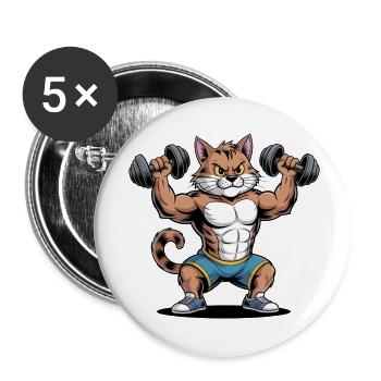 Katzenmuskelkraft Krafttraining - Buttons klein 25 mm (5er Pack) - Weiß - Vorne