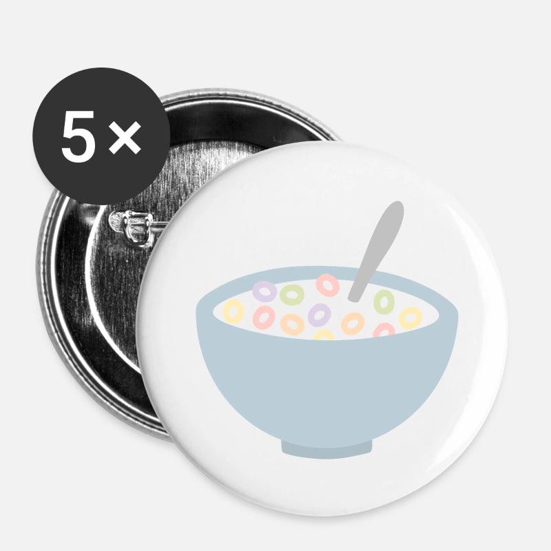 Pastellfarbene Müslischale Illustration - Buttons klein 25 mm (5er Pack) - Weiß