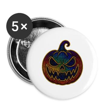 Glitzernder Regenbogen Kürbis zu Halloween - Buttons klein 25 mm (5er Pack) - Weiß - Vorne