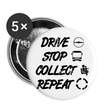 Horaire des chauffeurs d’autobus - Lot de 5 petits badges (25 mm) - blanc - Devant