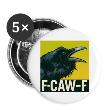 Corbeau F-Caw-F Rétro Drôle Corbeau Noir - Lot de 5 petits badges (25 mm) - blanc - Devant