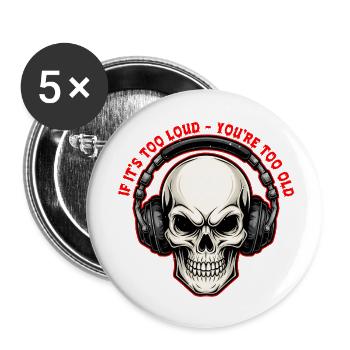 Crâne avec casque Design graphique audacieux - Lot de 5 petits badges (25 mm) - blanc - Devant