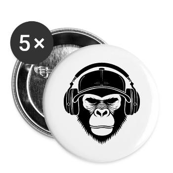 Graffiti Beat Streetstyle Look Chemise Tête de Singe - Lot de 5 petits badges (25 mm) - blanc - Devant