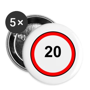 Tempo20 Schild Retro Illustration - Buttons klein 25 mm (5er Pack) - Weiß - Vorne