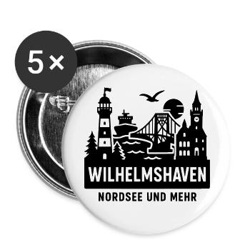 wilhelmshaven silhouette stadt friesland moin  - Buttons klein 25 mm (5er Pack) - Weiß - Vorne