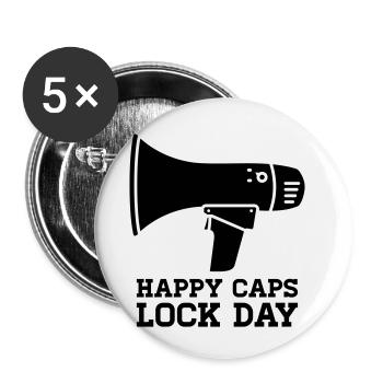 Megaphone Happy Caps Lock Day Nerd - Buttons small 1''/25 mm (5-pack) - white - Front