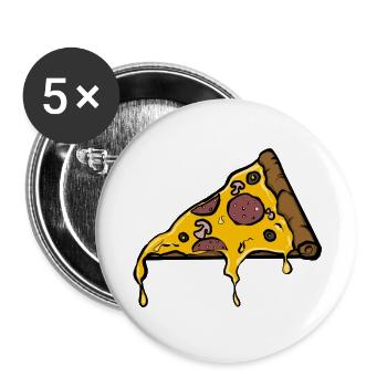 Schmelzende Peperoni Pizza Slice Illustration - Buttons klein 25 mm (5er Pack) - Weiß - Vorne