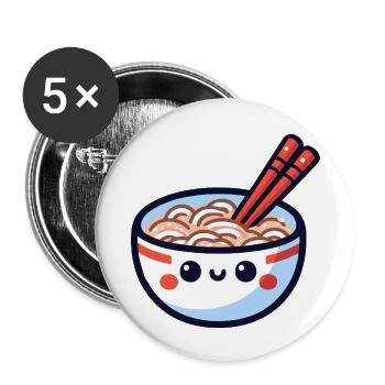 Ramen Kawaii Bol Sourire - Lot de 5 petits badges (25 mm) - blanc - Devant