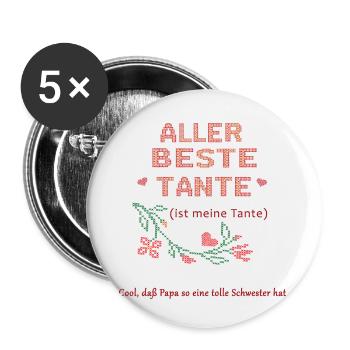 aller beste Tante - Buttons klein 25 mm (5er Pack) - Weiß - Vorne