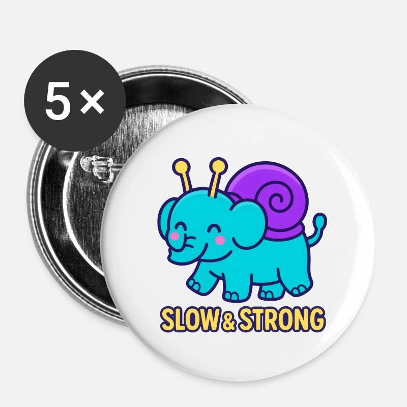 Snailphant - Slow & Strong - Buttons small 1''/25 mm (5-pack) - white