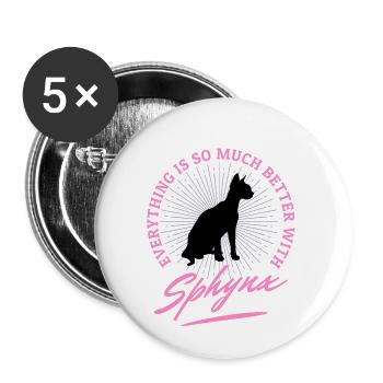Black Sphynx Cat Sayings Humor Quotes - Buttons small 1''/25 mm (5-pack) - white - Front