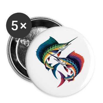 Doppelter Bunter Marlin - Buttons klein 25 mm (5er Pack) - Weiß - Vorne