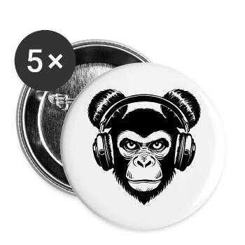 Skateboard Affe Crew Rhythm Kopfhörer Street Shirt - Buttons klein 25 mm (5er Pack) - Weiß - Vorne