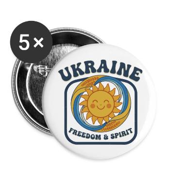 Ukraine Sonne Freiheit Geist - Lot de 5 petits badges (25 mm) - blanc - Devant