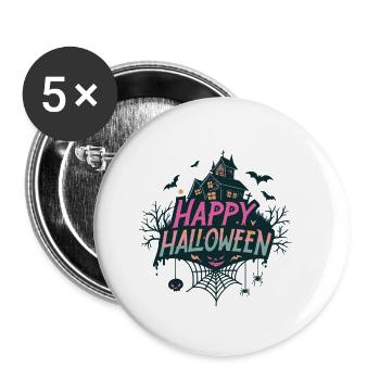 Happy Halloween Haunted House - Buttons small 1''/25 mm (5-pack) - white - Front