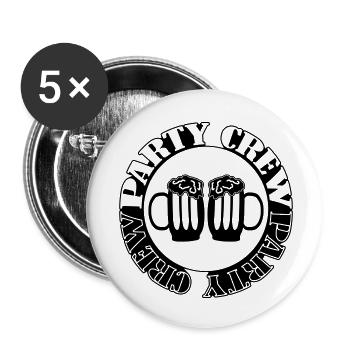 Party Crew Bier - Buttons klein 25 mm (5er Pack) - Weiß - Vorne